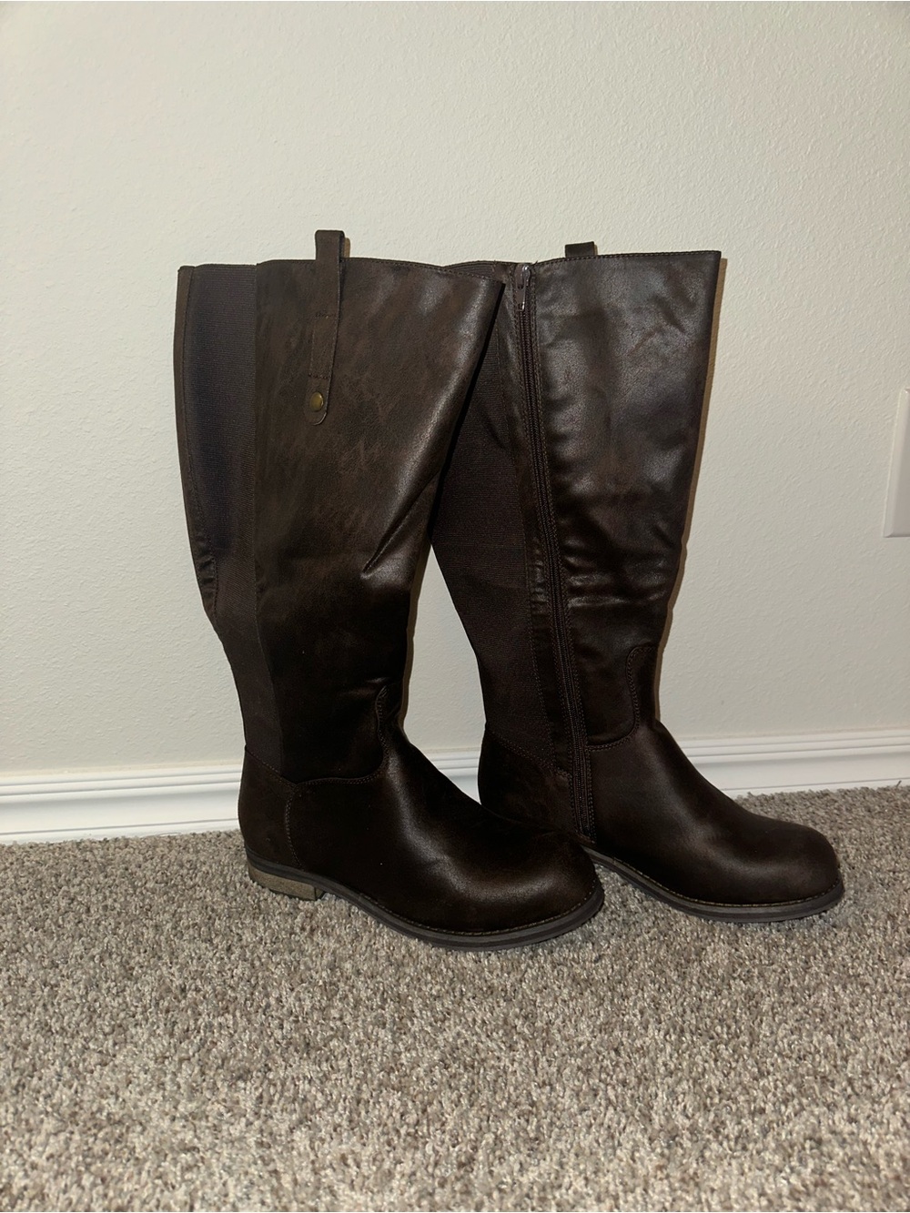 Lane Bryant Extra wide calf Brown Tall Riding Boots with Side Zip
